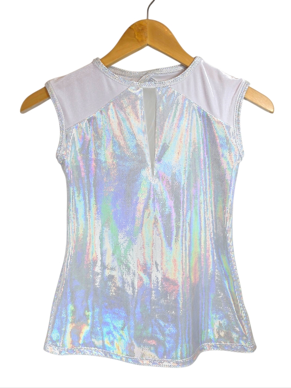 Ingenue Iridescent Holographic Velvet Top Sz S Keyhole Burning Man Cyber Space